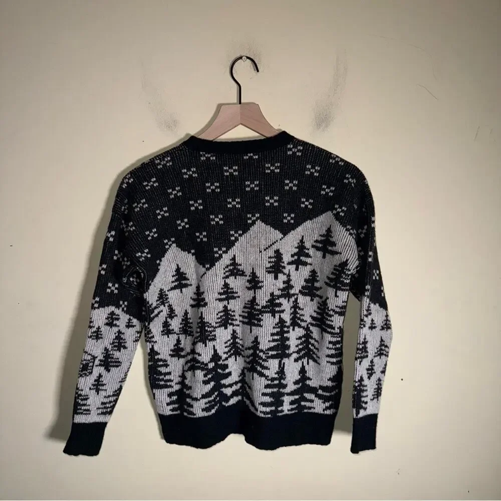J. CREW Wool preppy apres ski mountain scene crewneck knit sweater S